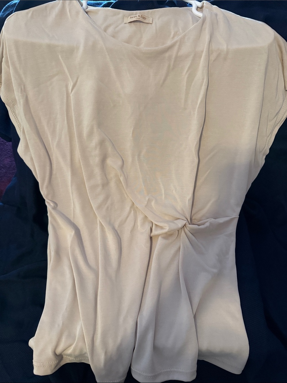 Woman’s Italian Light Tan  Summer Top with Cinched Waist